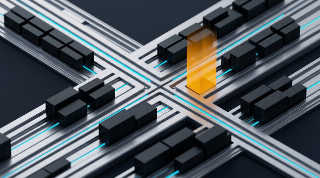 Premium 3D Render of Autonomous Intermodal Freight Swarm Orchestration and Predictive Supply Chain Routing Logistics SaaS Platform