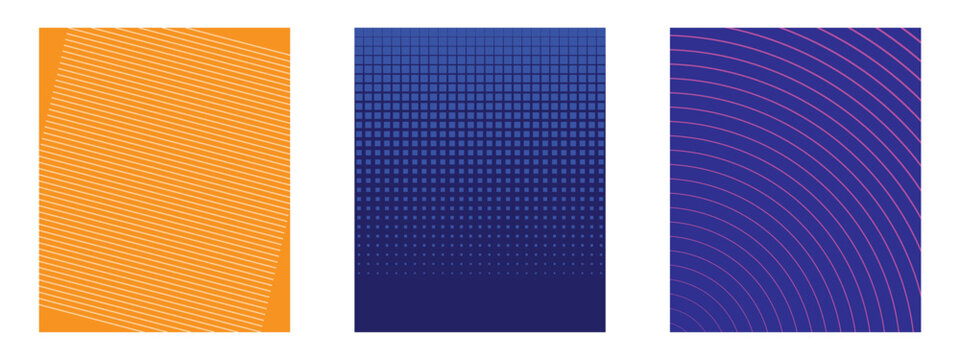 abstract geometric pattern poster set with striped dotted and curved line modern backgrounds design