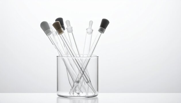 Glass Pasteur Pipettes With Rubber Bulbs In Beaker