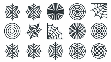 Fototapeta premium Spider Web Icon Set Various Styles White Background