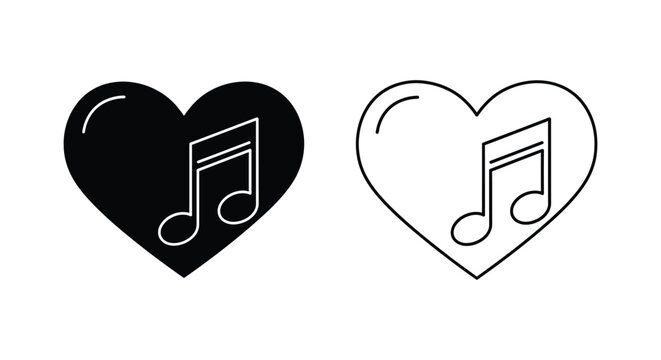 Heart shape with music note symbol love