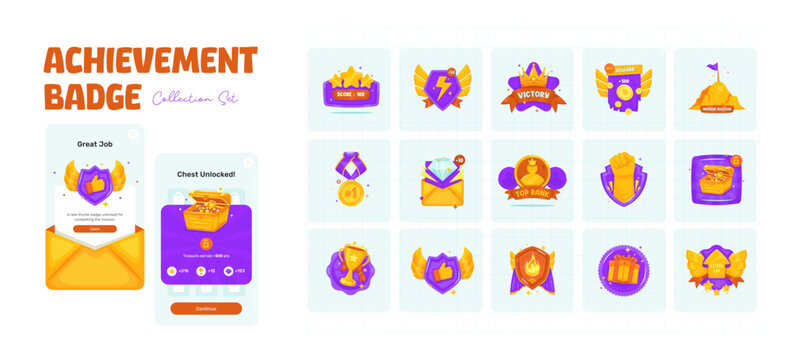 Reward Achievement Badges Collection Set