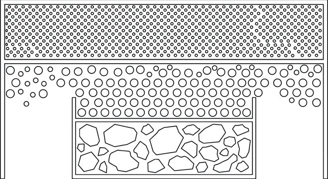 Decorative Stone Wall and Pebble Texture Pattern Border Design
Minimal Architectural Surface Pattern with Geometric Mesh and Organic Stone Shapes Vector Illustration