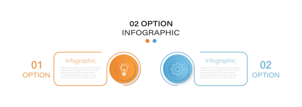 Simple template vector infographic with 2 step. Vector infographic thin line design with marketing icons. Business concept with 2 options, steps or processes. Infographics for business concept.