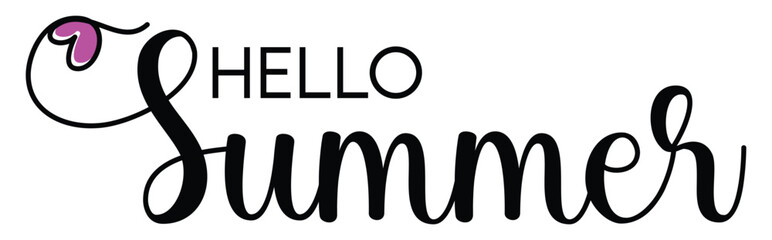 Hello Summer hand drawn calligraphy text vector illustration. © ShafiqGFX