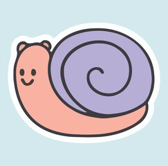Obraz premium Cute funny cartoon snail vector illustration on a white background with a happy swirl shell design