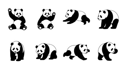 Cute Panda Bear Set: Variety of Poses and Actions © bolo