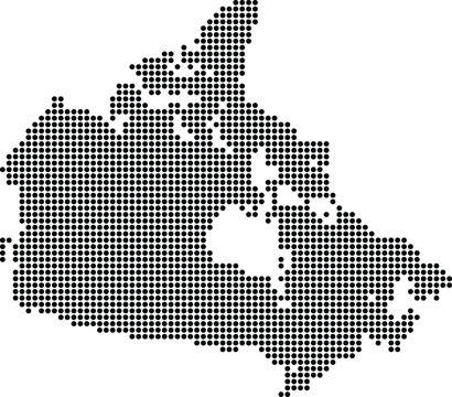 Canada map outline composed of black dots on white background