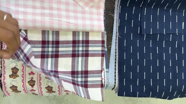 Checkered and Patterned Fabric Samples for Fashion Industry
