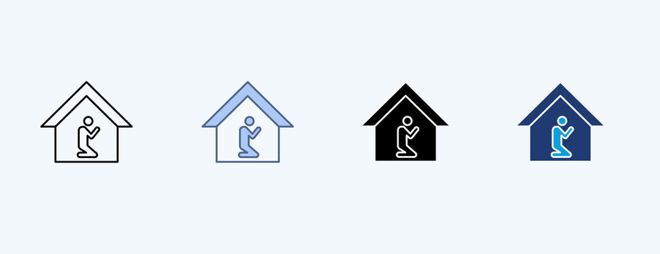Prayer Room Multiple Icon Illustration Vector