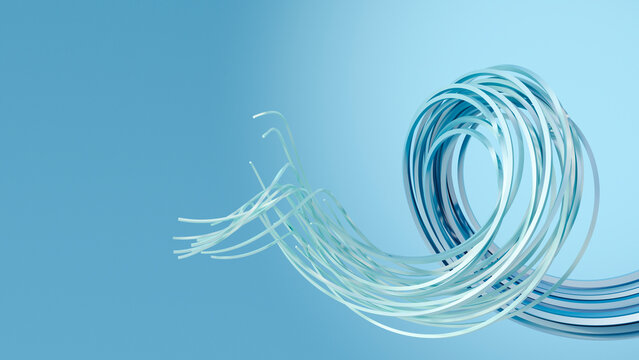 3D Rendering, swirl on blue background