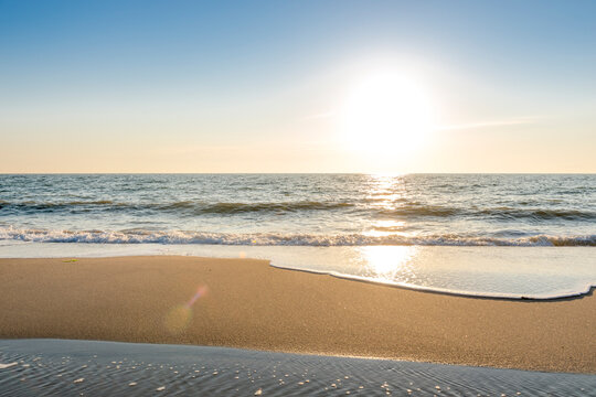 Germany, Schleswig-Holstein, Sylt, North Sea, beach against the sun