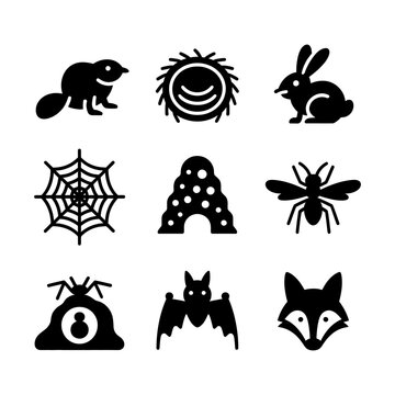 Set of nine different animals vector illustration background different
