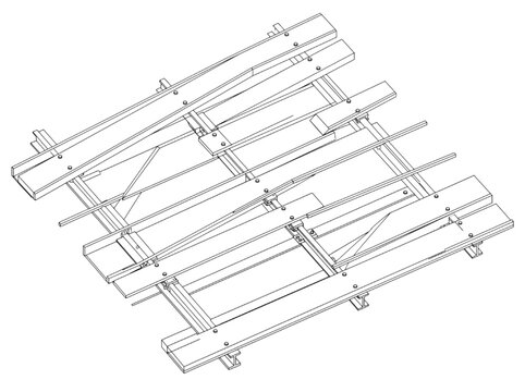 Detailed CAD rendering of railway track switch mechanism illustrating complex engineering and transport infrastructure design for modern rail systems and junctions