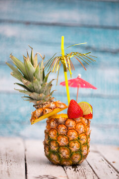 Pina colada in a pineapple