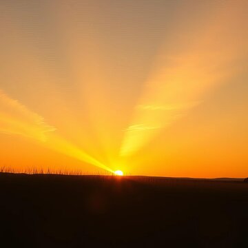 Golden light spills from a tilted horizon, painting the sky with unexpected geometric warmth ,  africa,  high-key