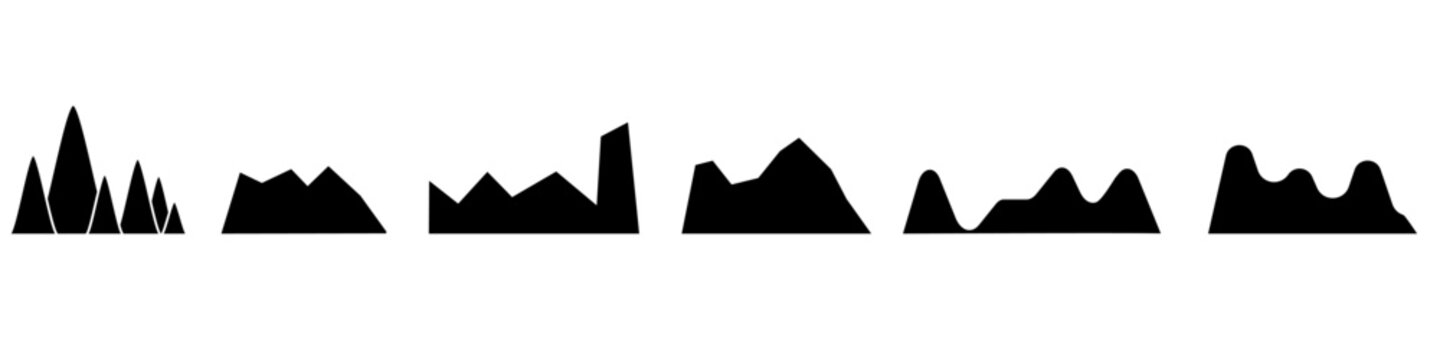 Mountains icon vector set. Mountain range Illustration sign collection. Mountain ridge symbol or logo.