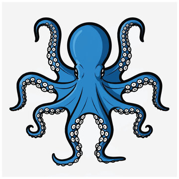 Blue octopus with eight tentacles.