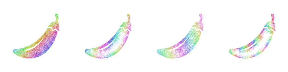 Obraz premium Multicolor sketch chili pepper icon design set