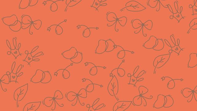 Terracotta Hand Drawn Floral Doodle Tileable Background