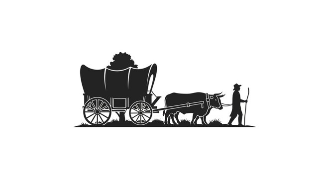 Man Walking with Oxen Cart.