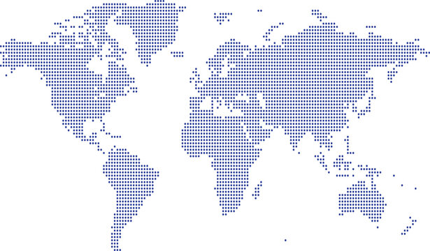 Pixelated world map illustration abstract global network concept digital data 
