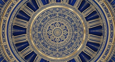 Obraz premium Intricate Gold Mandala Pattern on Deep Blue Background