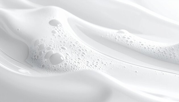 Macro skincare foam texture with soft bubbles and creamy white surface, clean beauty product background, ultra detailed cosmetic texture, minimalist luxury aesthetic, photorealistic, 8K
