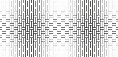 Fototapeta premium Seamless Geometric Basketweave Outline Pattern, Minimalist Grey and White Linear Grid Background for Architectural Texture, Corporate Fabric, and Web Design