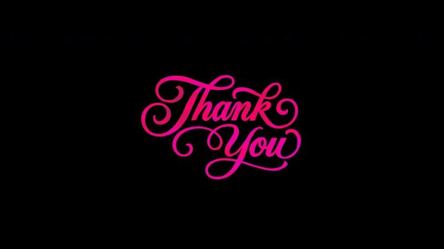 Pink thank you text on black background, ideal for greeting cards, social media posts, and thank you notes for various occasions.