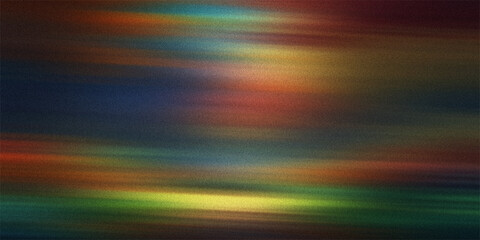 Obraz premium Abstract dark grainy background with horizontal light streaks blending vibrant rainbow colors across mysterious moody textured.