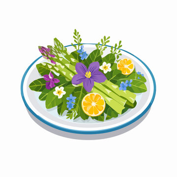 Bl&uuml;tensalat mit gebratenem Spargel