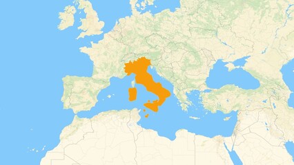 Zoom in on a Country from a Stylised World Map Italy © Omer
