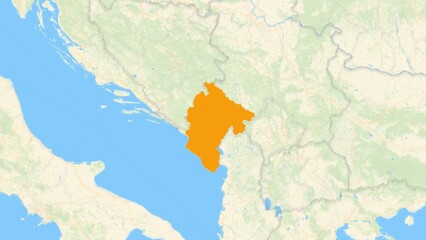Obraz premium Zoom in on a Country from a Stylised World Map Montenegro