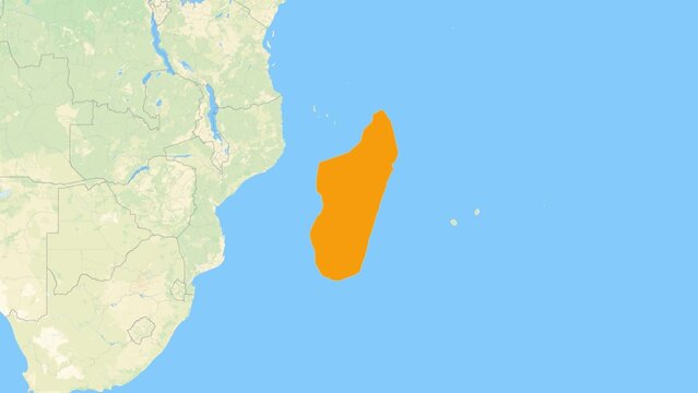 Zoom in on a Country from a Stylised World Map Madagascar