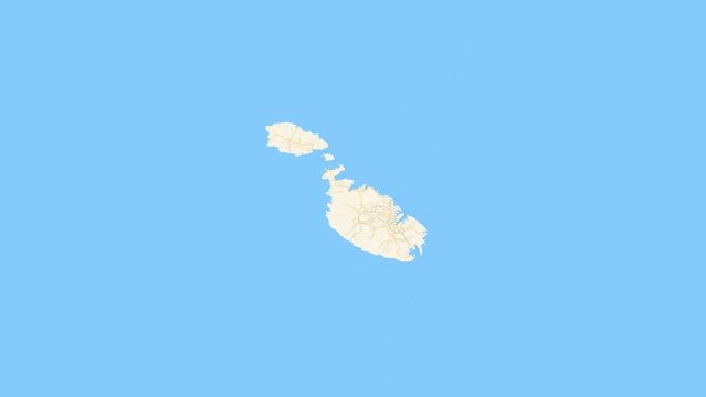 Zoom in on a Country from a Stylised World Map Malta