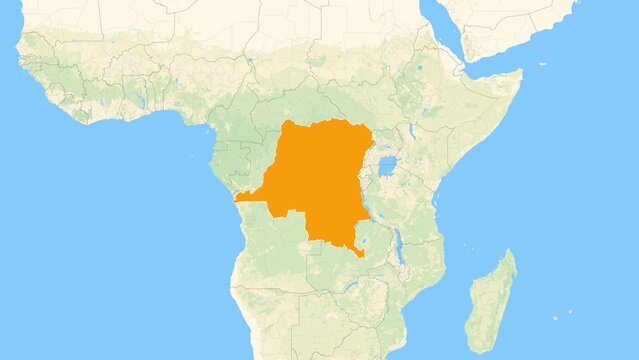 Zoom in on a Country from a Stylised World Map Republic of the Congo