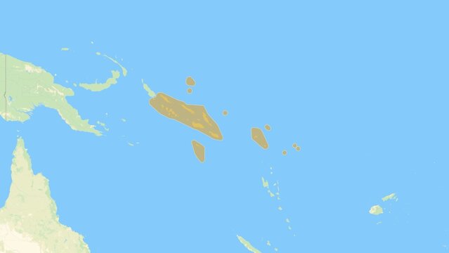 Zoom in on a Country from a Stylised World Map Solomon Islands