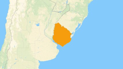Obraz premium Zoom in on a Country from a Stylised World Map Uruguay