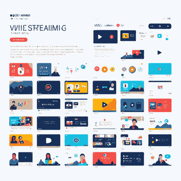 Comprehensive collection of modern video streaming and media player UI interface design elements.