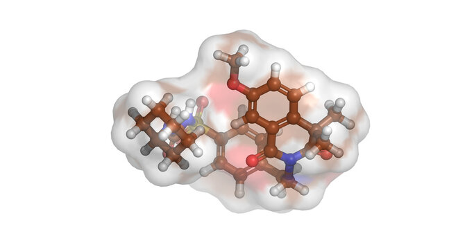 Gliquidone, drug/sulfonylurea and KATP channel blocker for type 2 diabetes and obesity, 3D molecule 4K