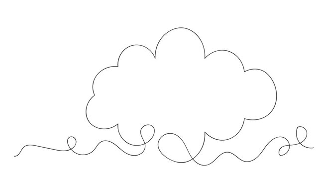 Simple line art cloud with flowing lines Vector