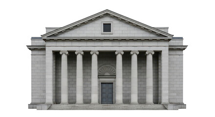 Obraz premium Classic stone bank building with tall columns and grand entrance isolated on transparent background