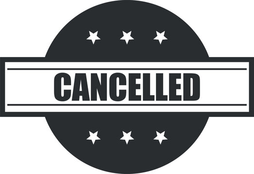Monochrome gray cancelled rubber stamp with stars indicating a past or revoked transaction status