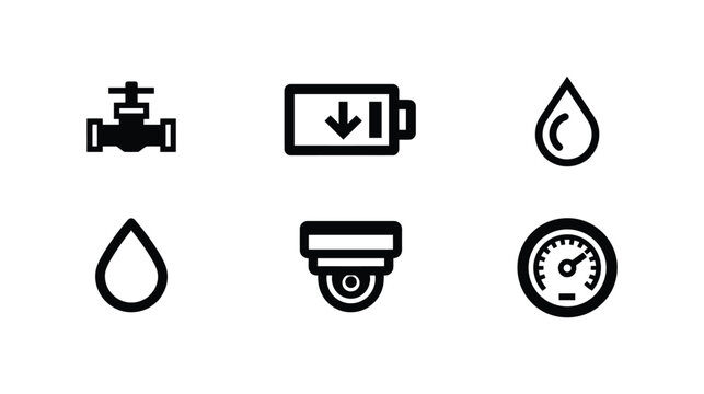 Industrial and utility icon set with valve battery and camera