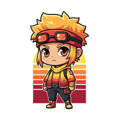Cartoon Character Anime Style Boy. © john