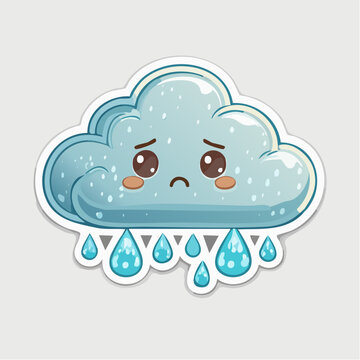 Traurige Regenwolke als s&uuml;&szlig;er Sticker