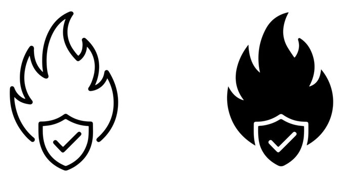 secure fire shield safety icon