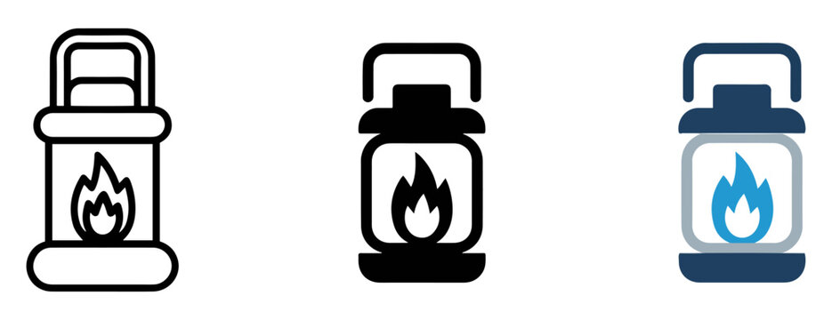 vintage lantern flame light icon