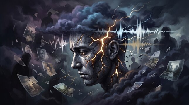 Emotional Storm Symbolizing Mixed Mental Disorders Illustration